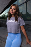 ABUNDANCE CROP TOP - HEATHER GREY/WHITE