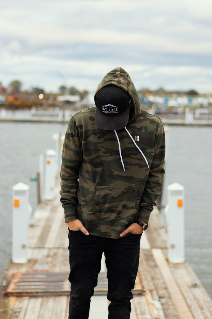 Simplicity Logo -Lightweight Forest Camo Hoodie