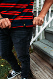 CLASSIC STRIPE TEE - NAVY/RED