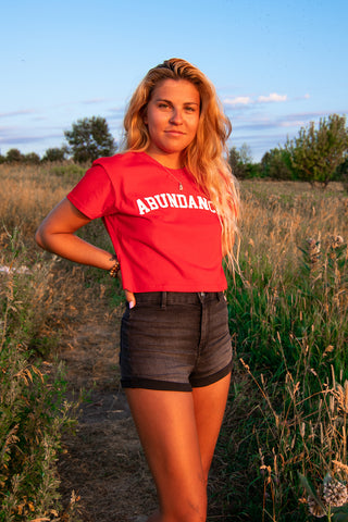 ABUNDANCE CROP TOP - RED/WHITE